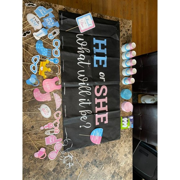 New Gender Reveal Party Celebration Kit Boy/Girl - Picture 2 of 7